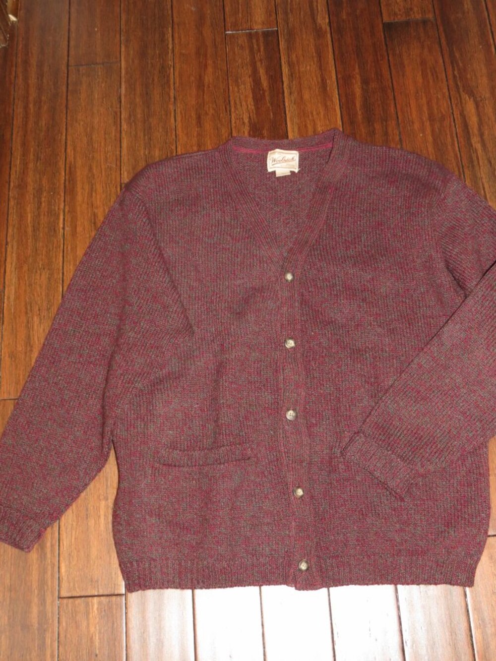 Vintage Woolrich Men's Cardigan Sweater V Neck Button Front Pockets Excellent Co